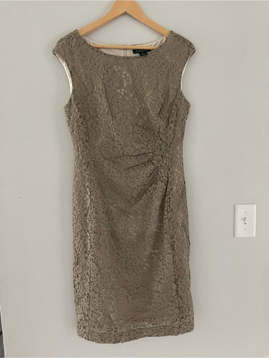 Lauren Ralph Lauren Dresses & Skirts - Lauren Ralph Lauren Taupe Lace Sleeveless Sheath Dress